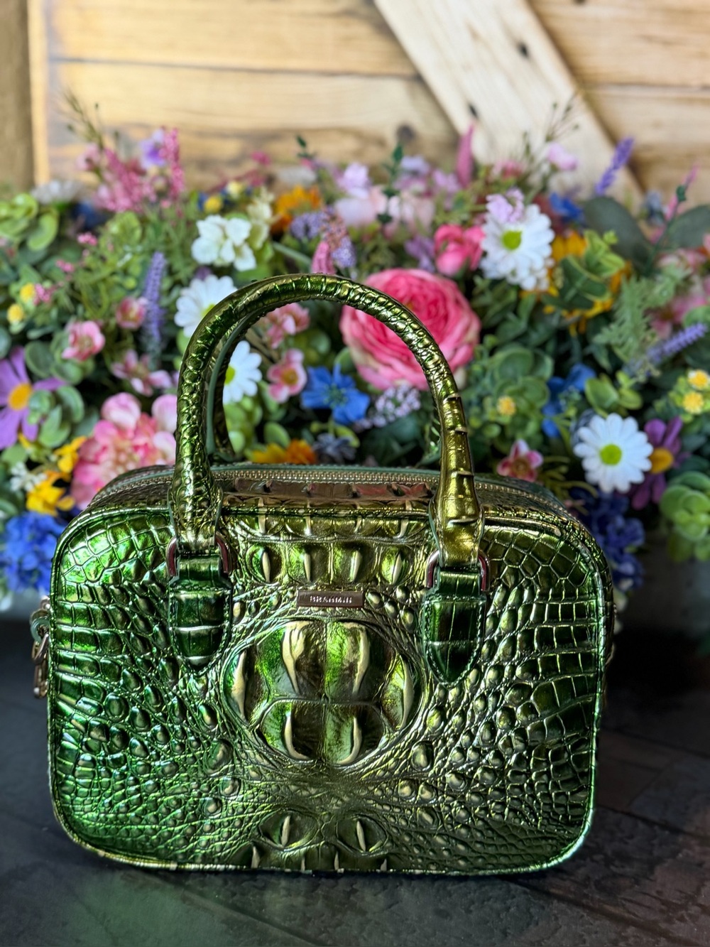 Firm ~~ 2x eyes Brahmin Mara Cacti Green Metallic Beauty NWT